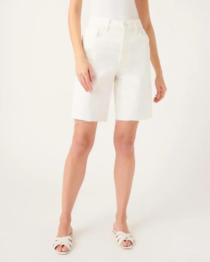 7 For All Mankind Shorts and Skirts Boyfriend Short With Cut Hem In Clean White Clean White 8211 Women
