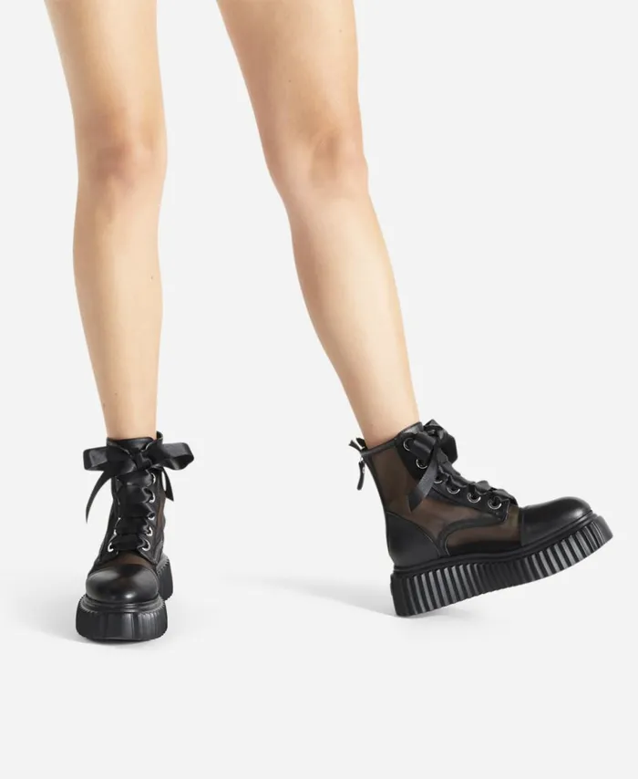 AGL Ankle Boot With Mesh Black Iggy Ghost Women Booties