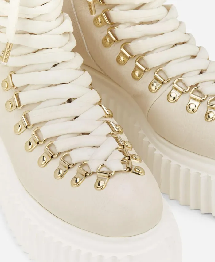 AGL Leather Biker Boot Cream DROMO Women Booties