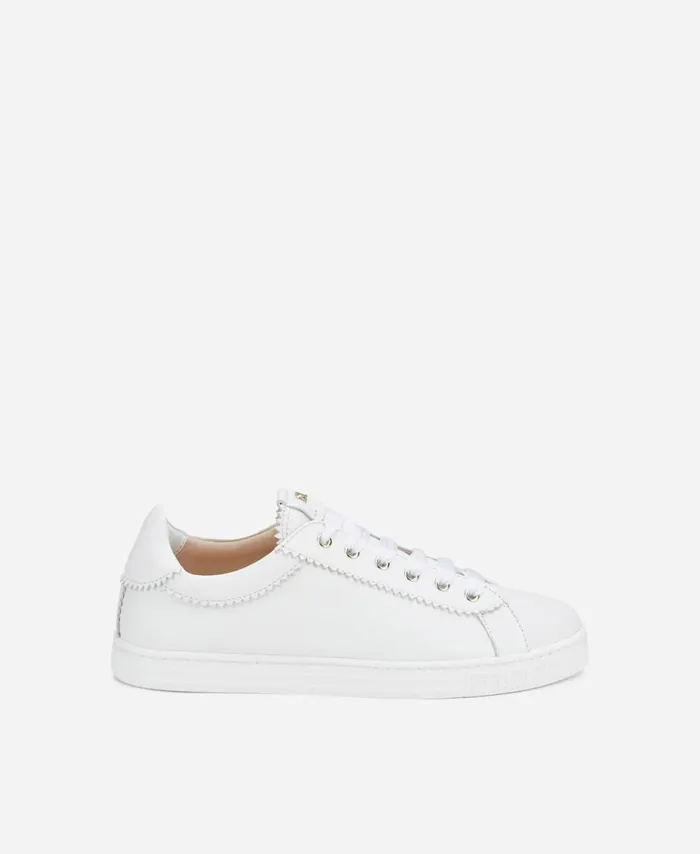 AGL Leather Sneaker With Elastic White Sade Women Sneakers