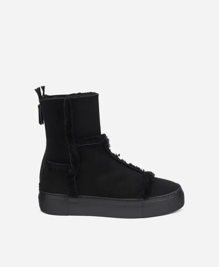 AGL Sheepskin Sneaker Black ROSY Women Sneakers