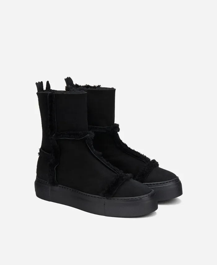 AGL Sheepskin Sneaker Black ROSY Women Sneakers