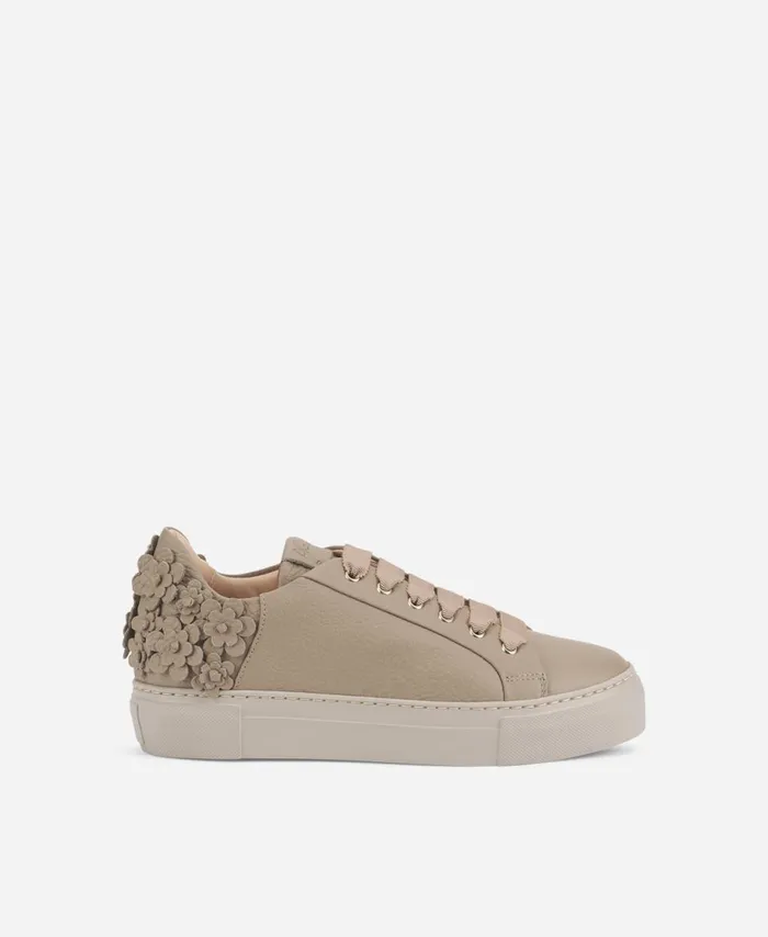 AGL Sneaker With Flowers Taupe Eugenia Women Sneakers