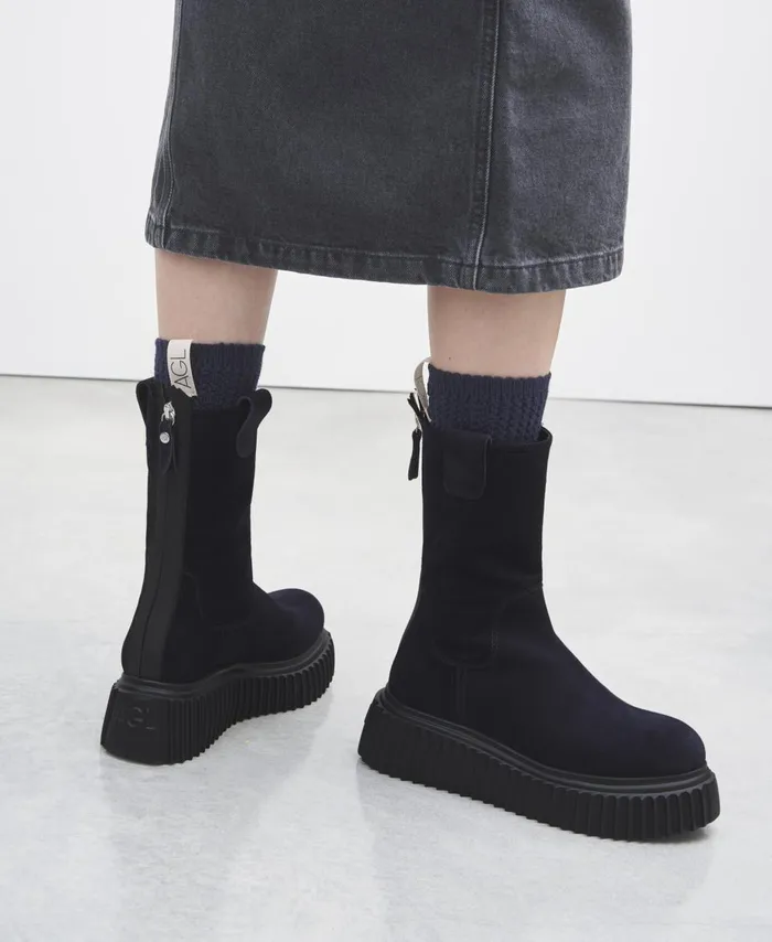 AGL Waterproof Velour Boot Blue Milagros Women Booties