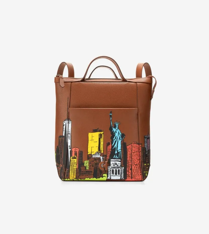 Bags And Backpacks Women Cole Haan Cole Haan X Russ Pope Grand Ambition Small Convertible Luxe Backpack British Tannew York City Print Bags And Backpacks Women Cole Haan Cole Haan X Russ Pope Grand Ambition Small Convertible Luxe Backpack British Tannew York City Print