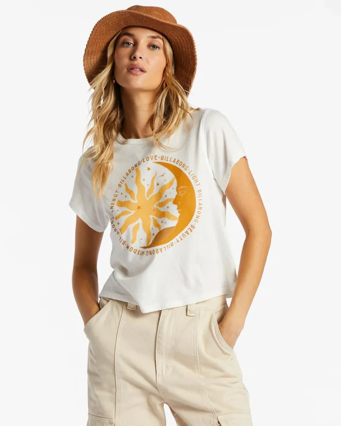 Billabong Graphic Tees and Tanks Women Love And Light Boxy Top Salt Crystal