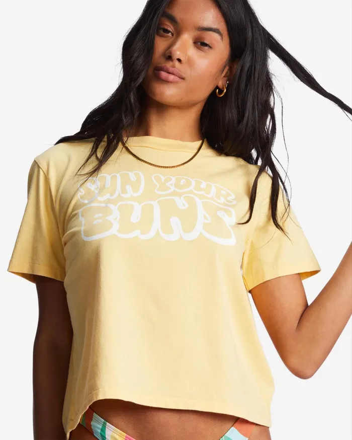 Billabong Graphic Tees and Tanks Women Sun Your Buns TShirt Fresh Squeezed Billabong Graphic Tees and Tanks Women Sun Your Buns TShirt Fresh Squeezed
