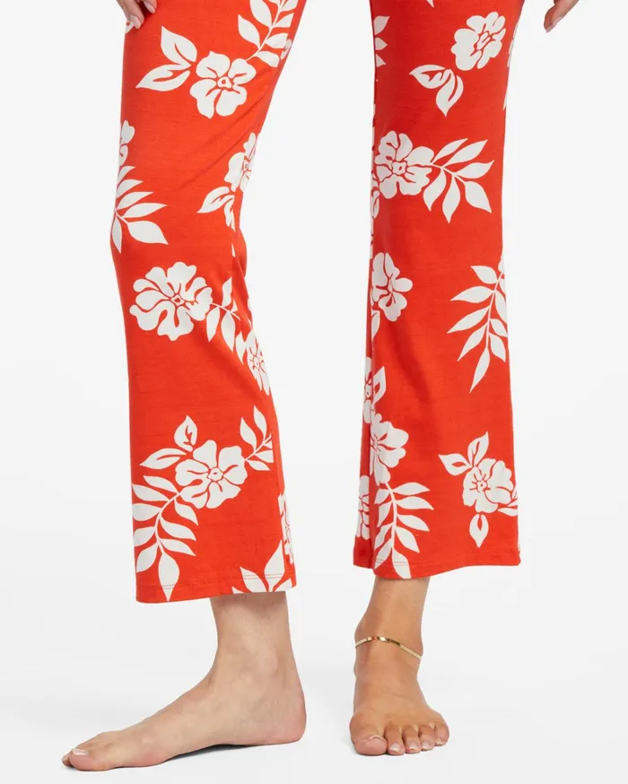 Billabong Pants Women Going High Stretchy Knit Flared Pants Red Aloha Billabong Pants Women Going High Stretchy Knit Flared Pants Red Aloha