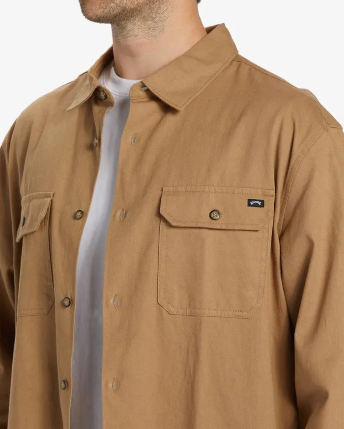Billabong Shirts Men Zeledon Solid Flannel Long Sleeve Shirt Gravel Billabong Shirts Men Zeledon Solid Flannel Long Sleeve Shirt Gravel