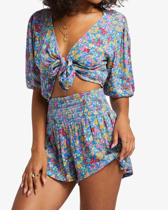 Billabong Shorts Women All Day Fun Elastic Shorts Seaside Billabong Shorts Women All Day Fun Elastic Shorts Seaside