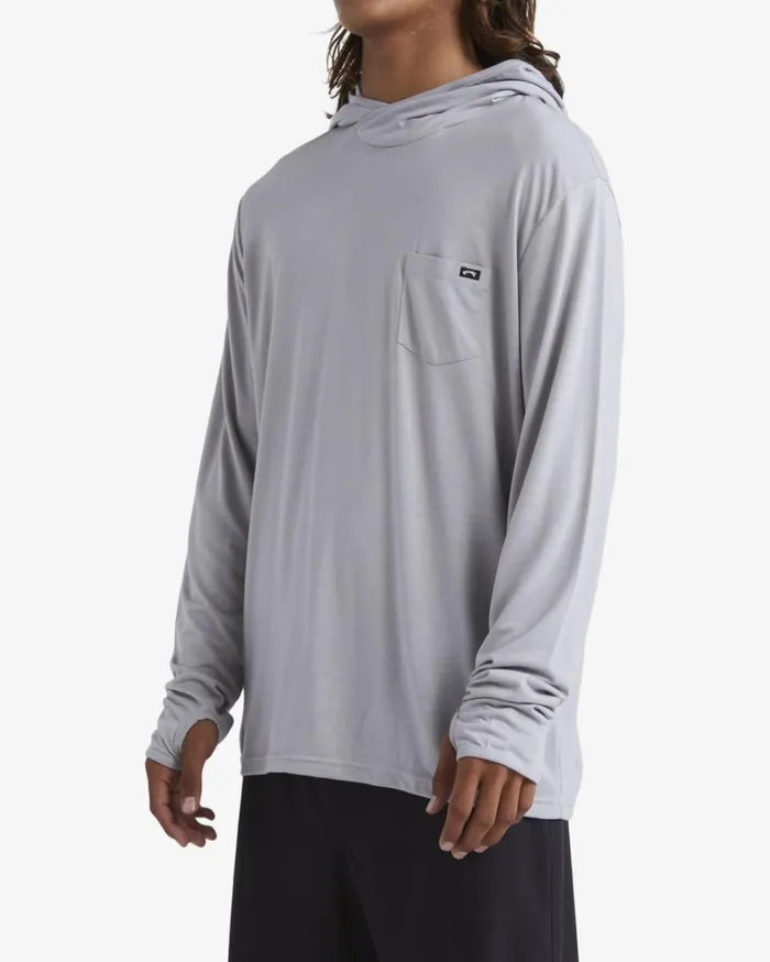 Billabong TShirts Men Eclipse Hooded Long Sleeve Surf TShirt Alloy