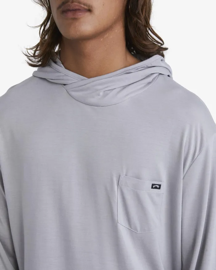 Billabong TShirts Men Eclipse Hooded Long Sleeve Surf TShirt Alloy