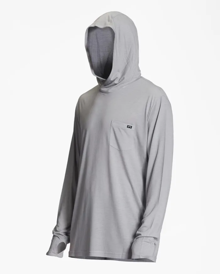 Billabong TShirts Men Eclipse Hooded Long Sleeve Surf TShirt Alloy