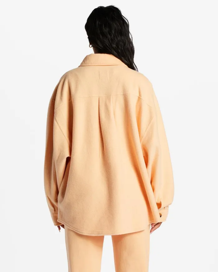 Billabong Tops Women Anytime Shacket Oversized ButtonThrough Jacket Light Melon Billabong Tops Women Anytime Shacket Oversized ButtonThrough Jacket Light Melon