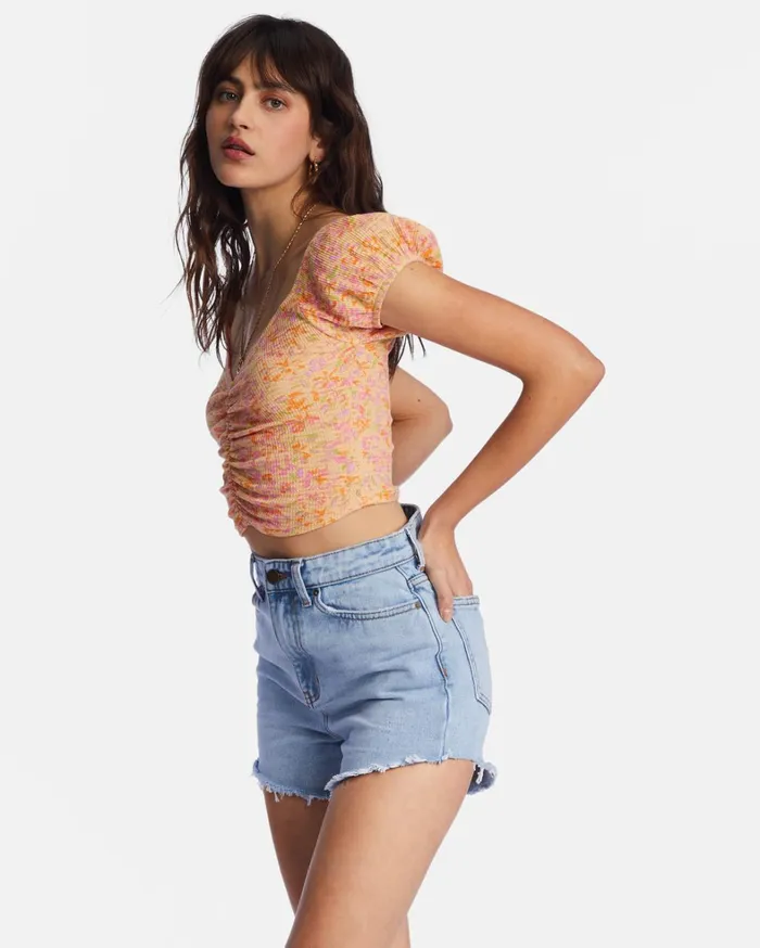 Billabong Tops Women Pretty Sweet Crop Top Peach Punch Billabong Tops Women Pretty Sweet Crop Top Peach Punch