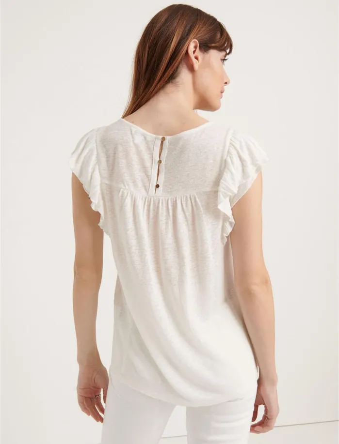 Blouses Women Lucky Brand Embroidered Flutter Sleeve Top Cream Multi