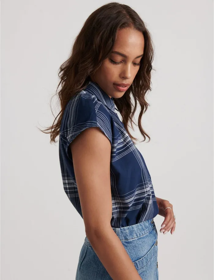Blouses Women Lucky Brand Plaid Madison Shirt Navy Multi