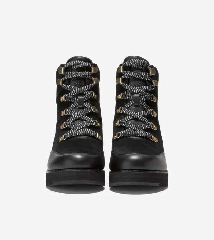 Boots And Booties Women Cole Haan ZERGRAND City Wedge Hiker Boots Black