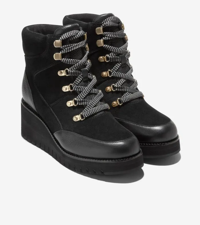 Boots And Booties Women Cole Haan ZERGRAND City Wedge Hiker Boots Black