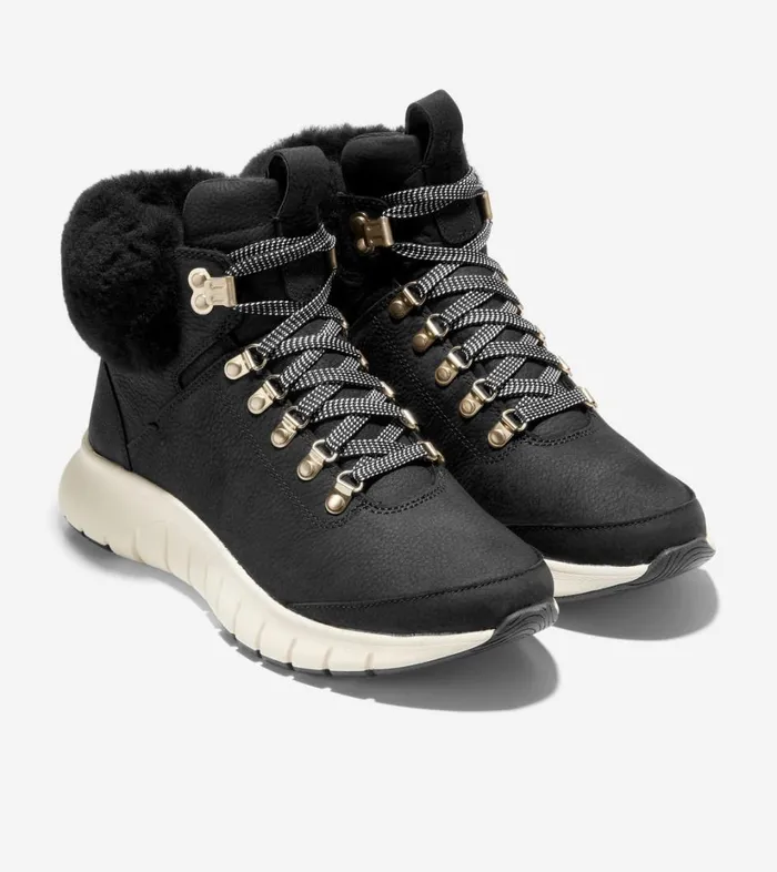 Boots And Booties Women Cole Haan ZERGRAND Field Hiking Boots Black Nubuckshearling Boots And Booties Women Cole Haan ZERGRAND Field Hiking Boots Black Nubuckshearling