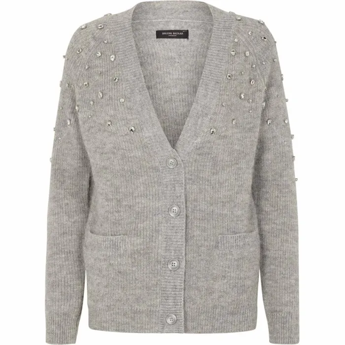 Bruuns Bazaar Knitwear Womens Parisa Othelia Cardigan Light Grey Mel