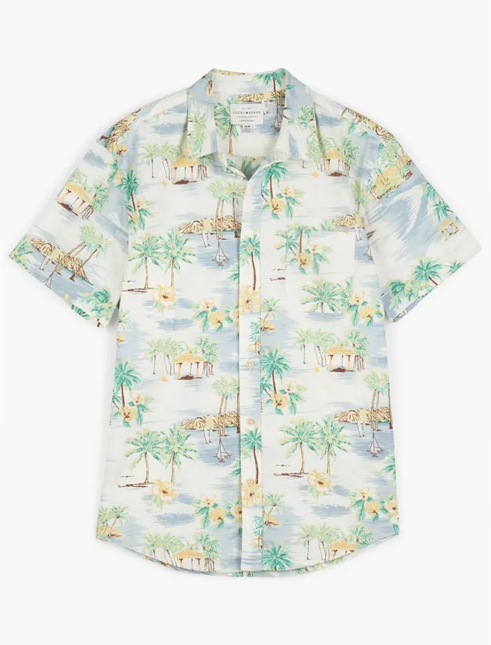 ButtonDowns Men Lucky Brand San Gabriel One Pocket Short Sleeve Shirt Multi