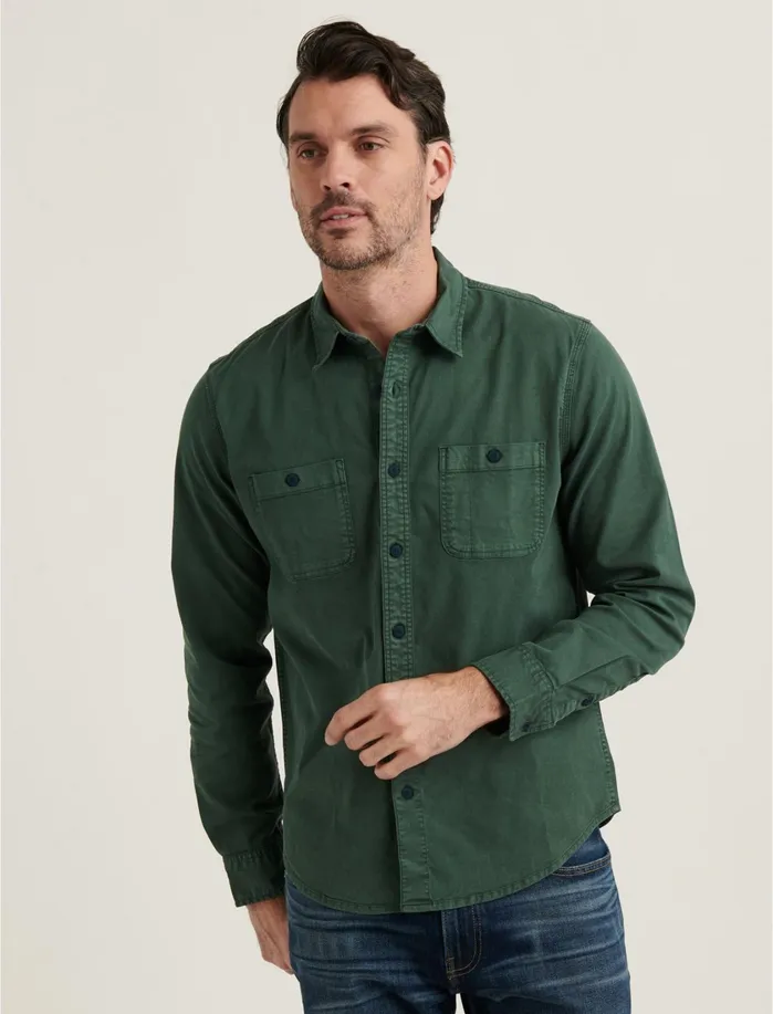 ButtonDowns Men Lucky Brand Stretch Tencel Mason Workwear Shirt Spruce