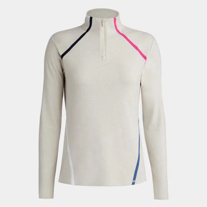 Colour Block Luxe Staple Quarter Zip Pullover Stone Heather Women GFORE Tops