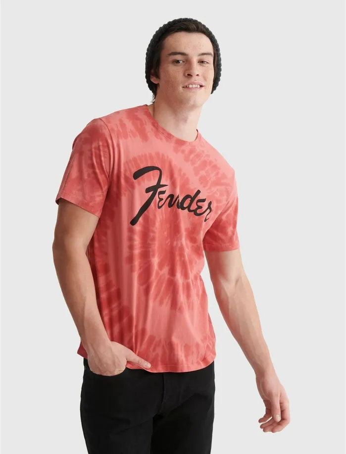 Graphic Tees Men Lucky Brand Fender Tie Dye Tee Mineral Red