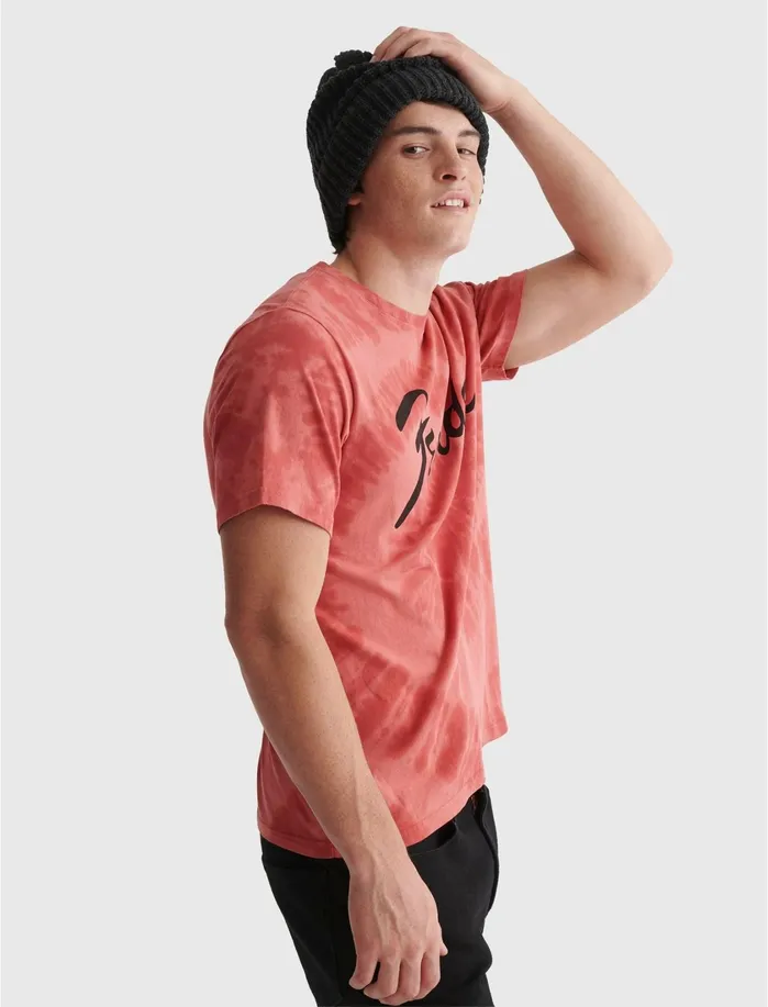 Graphic Tees Men Lucky Brand Fender Tie Dye Tee Mineral Red