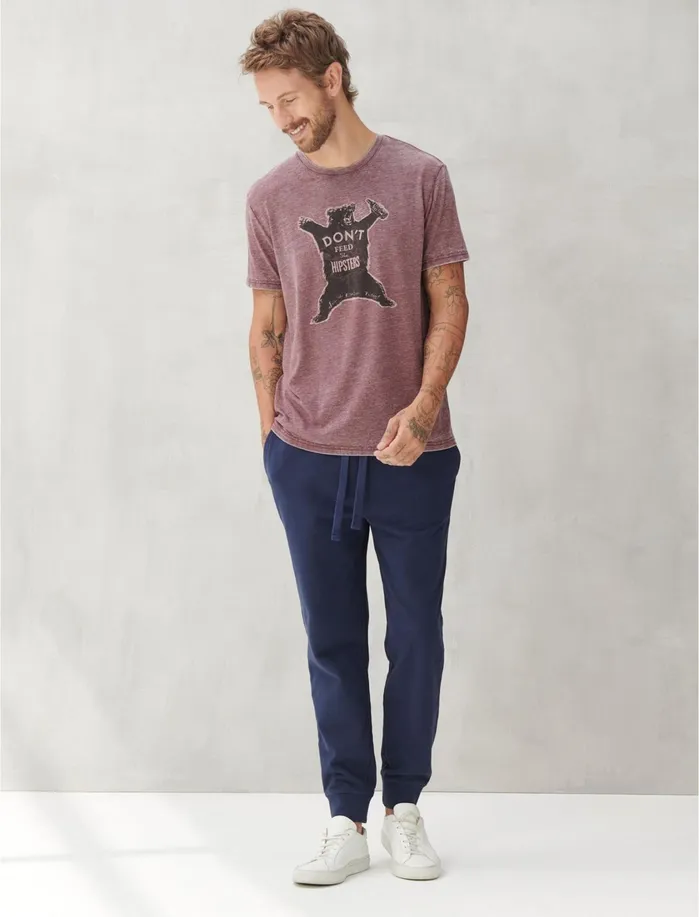 Graphic Tees Men Lucky Brand Hipster Bear Tee Port Royale