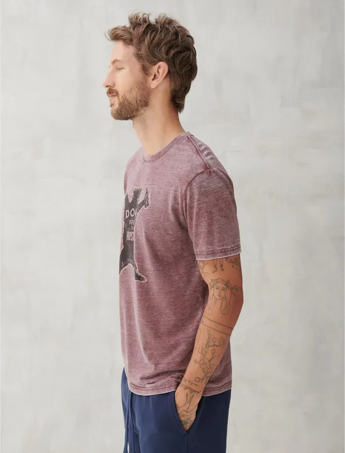 Graphic Tees Men Lucky Brand Hipster Bear Tee Port Royale