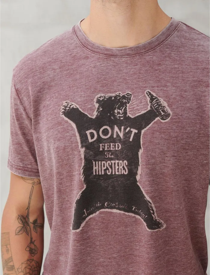Graphic Tees Men Lucky Brand Hipster Bear Tee Port Royale