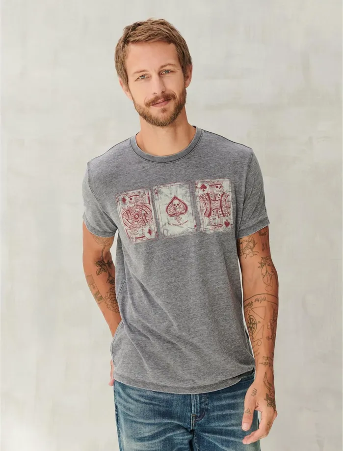 Graphic Tees Men Lucky Brand Poker Cards Tee Black Mountain