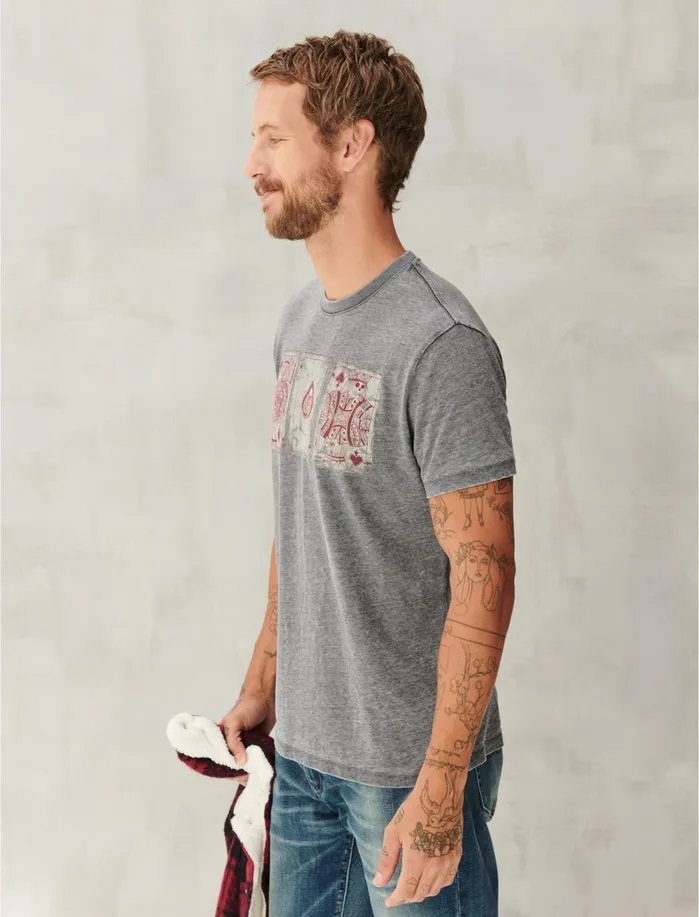 Graphic Tees Men Lucky Brand Poker Cards Tee Black Mountain