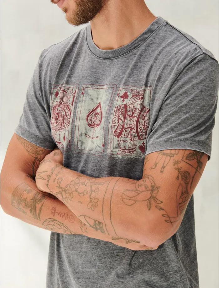 Graphic Tees Men Lucky Brand Poker Cards Tee Black Mountain