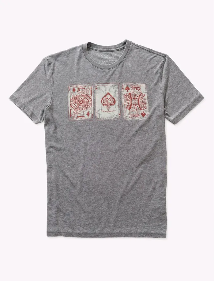 Graphic Tees Men Lucky Brand Poker Cards Tee Black Mountain