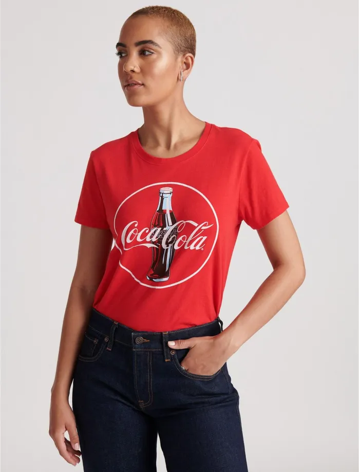 Graphic Tees Women Lucky Brand CocaCola Tee 636 Red