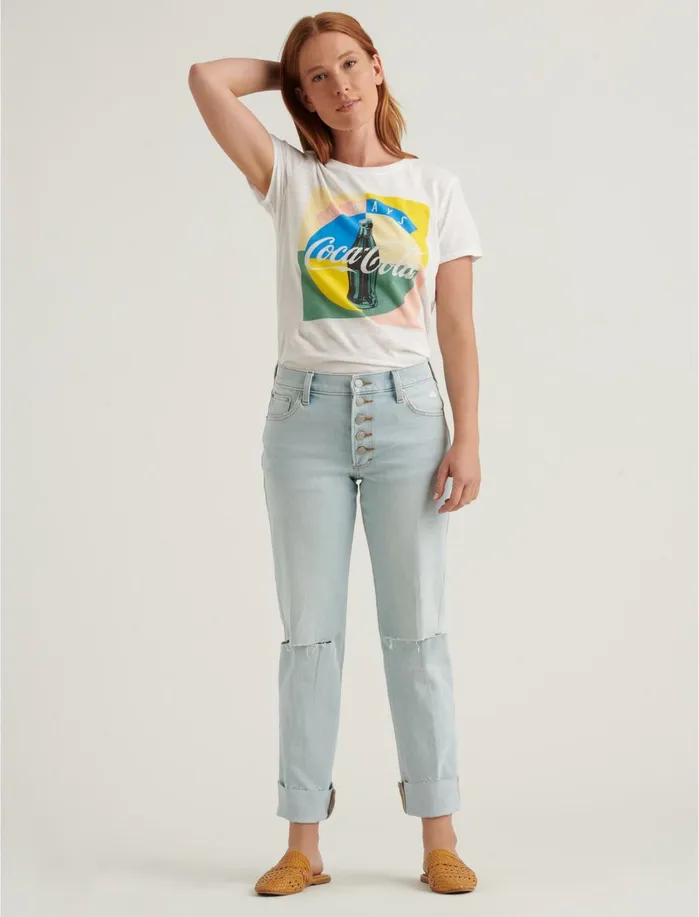 Graphic Tees Women Lucky Brand Coke Multi Tee Lucky White