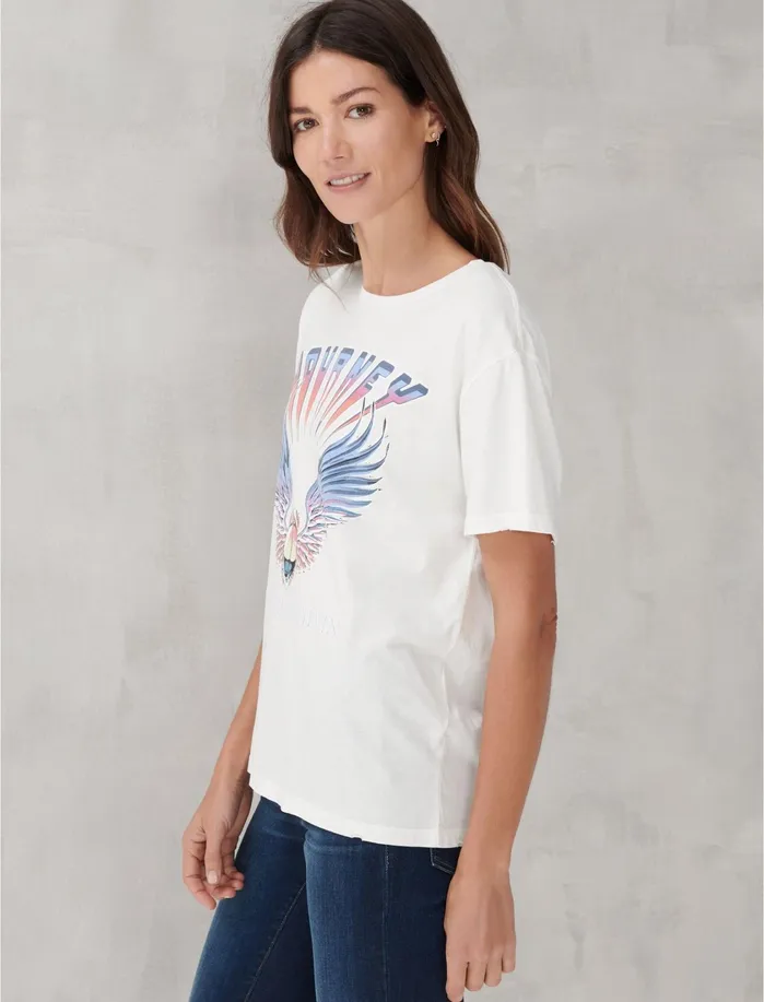 Graphic Tees Women Lucky Brand JOURNEY BOYFRIEND TEE Whisper White