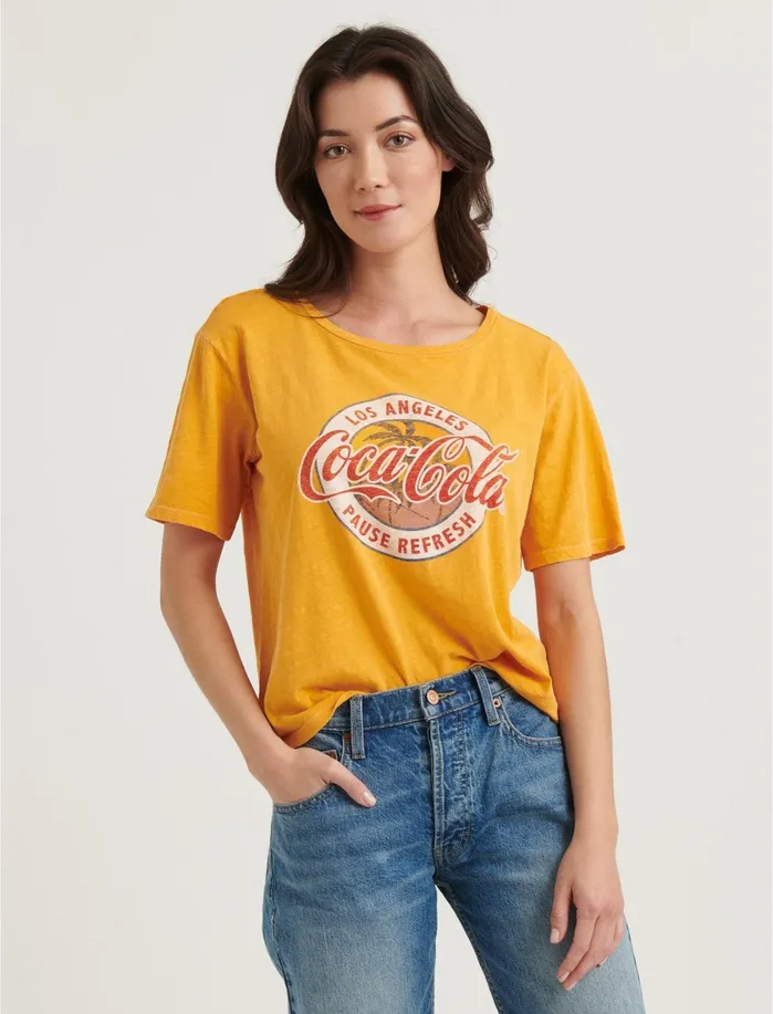 Graphic Tees Women Lucky Brand Los Angeles Cola Tee Artisan Gold