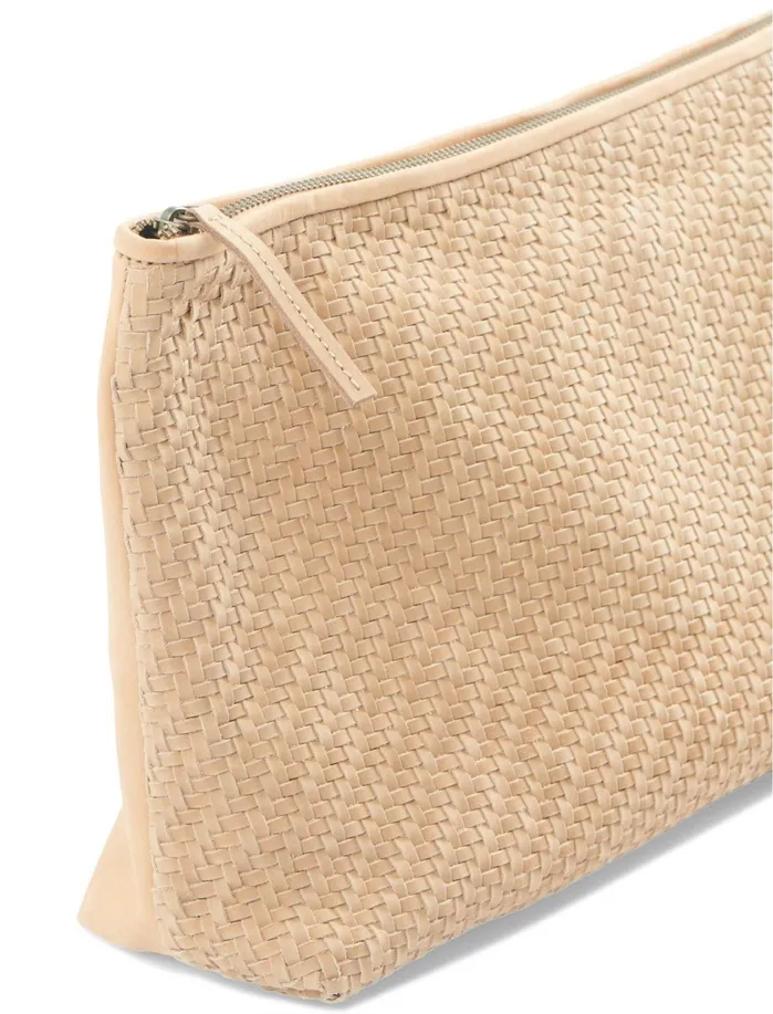 Handbags Women Lucky Brand Woven Leather Clutch Tan