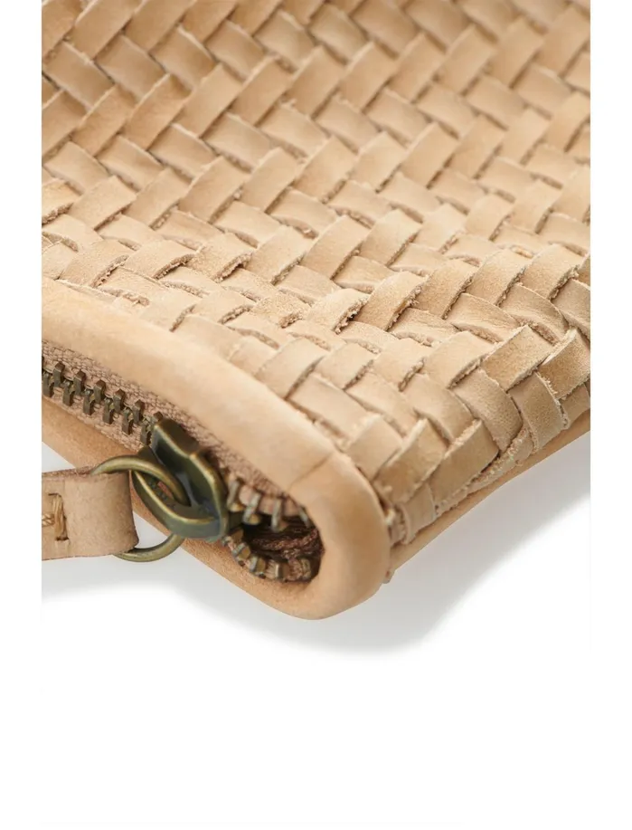 Handbags Women Lucky Brand Woven Leather Clutch Tan