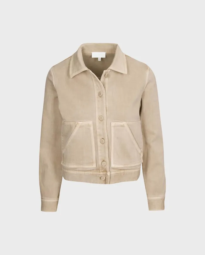 Jackets 038 Coats Women 7 For All Mankind Triple Stretch Crop Jacket In Sand