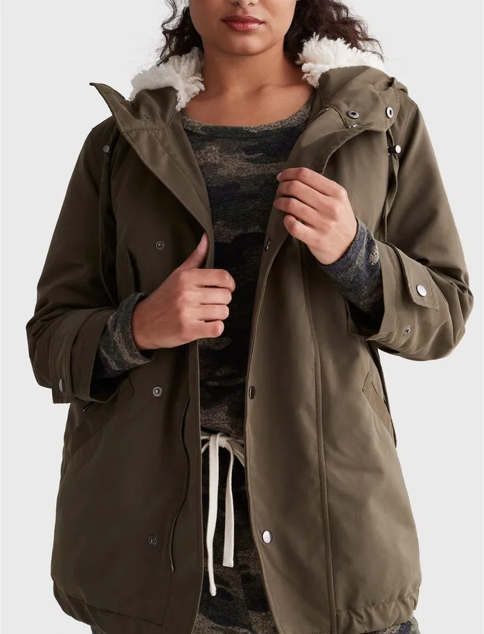 Jackets and Outerwear Women Lucky Brand FAUX FUR COCOON COAT Gill Green