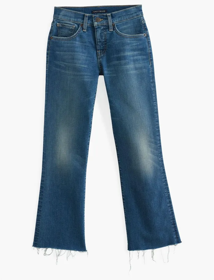 Jeans Women Lucky Brand Mid Rise Ava Crop Mini Boot Radient Fray