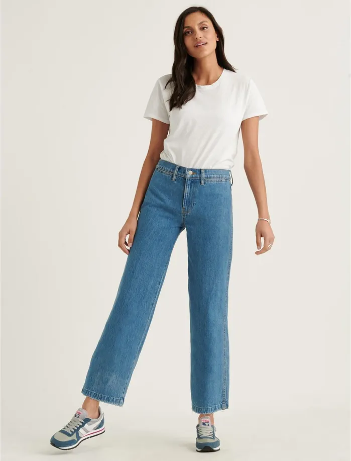 Jeans Women Lucky Brand Mid Rise Crop Wide Leg Jean Flow Ct