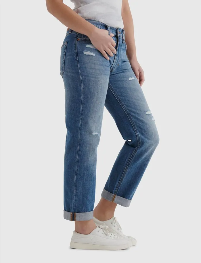 Jeans Women Lucky Brand The MidRise Boy Jean Hurricane Dest