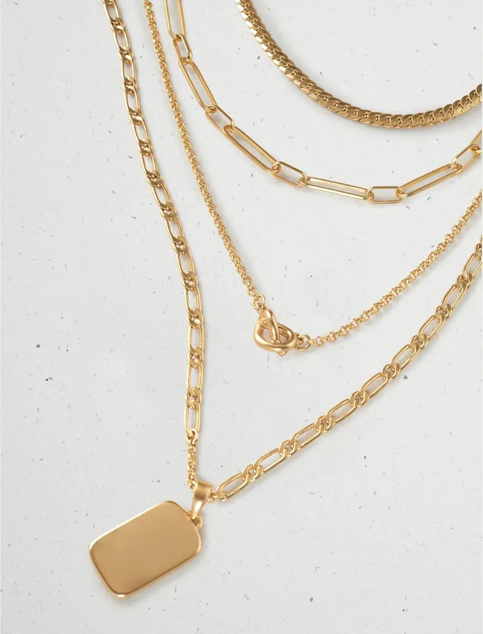 Jewelry Women Lucky Brand Chunky Chain Layer Necklace Gold