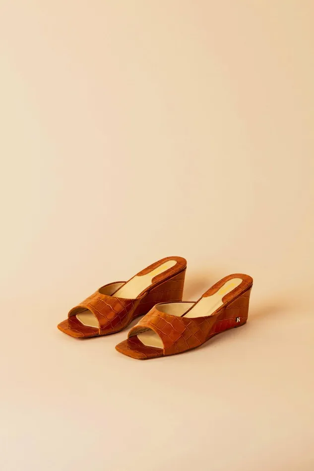 JOELLE Mules Croco Miel Women Rouje Shoes